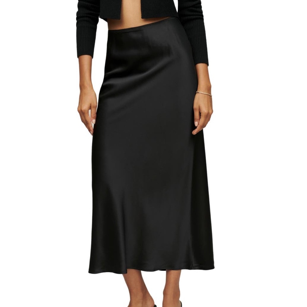 REFORMATION Layla A-Line Silk Skirt